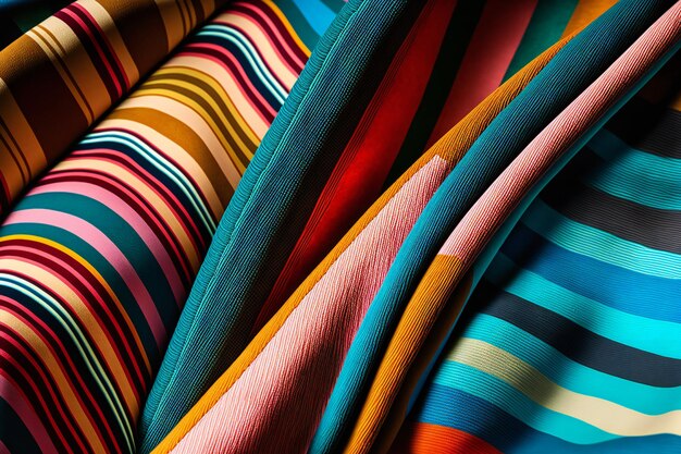 Colorful and bright fabric samples of furniture abstract textures