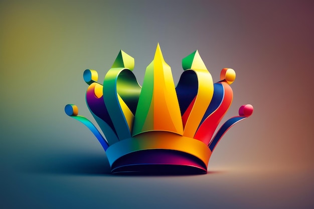 Colorful Bright Royal Crown Logo - Eye-catching Photo Illustration for Luxury and Majesty - AI gener