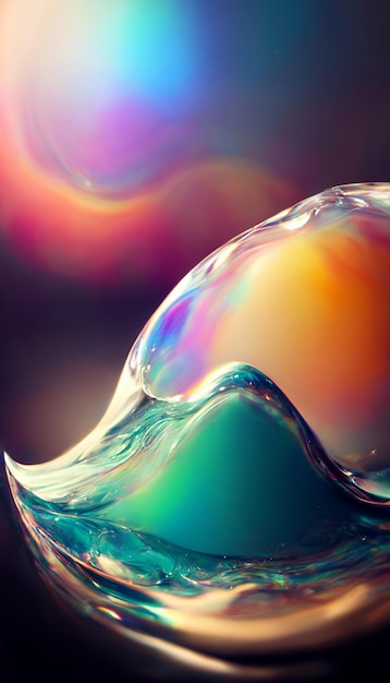 A colorful bubble with a rainbow background