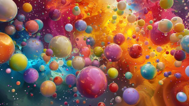 Colorful Bubbles Floating in the Air