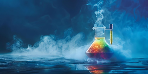 Colorful Bubbling Laboratory Flask