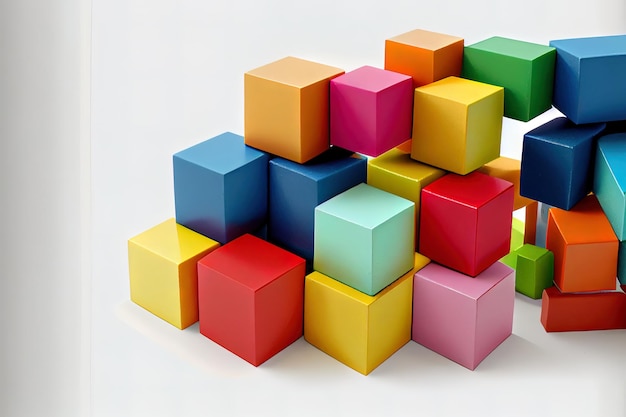 Colorful building blocks on white