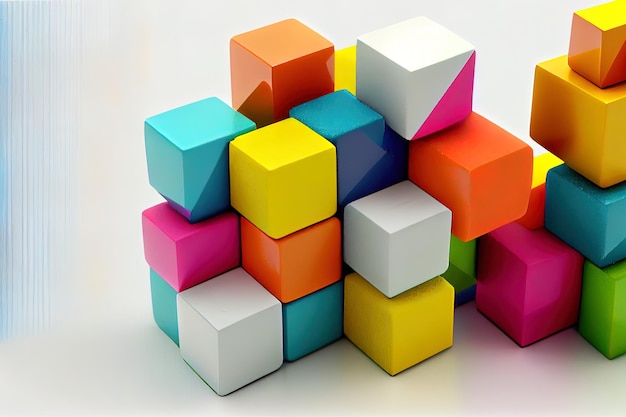 Colorful building blocks on white