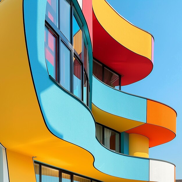 a colorful building with a colorful facade that says quot the word quot on the side