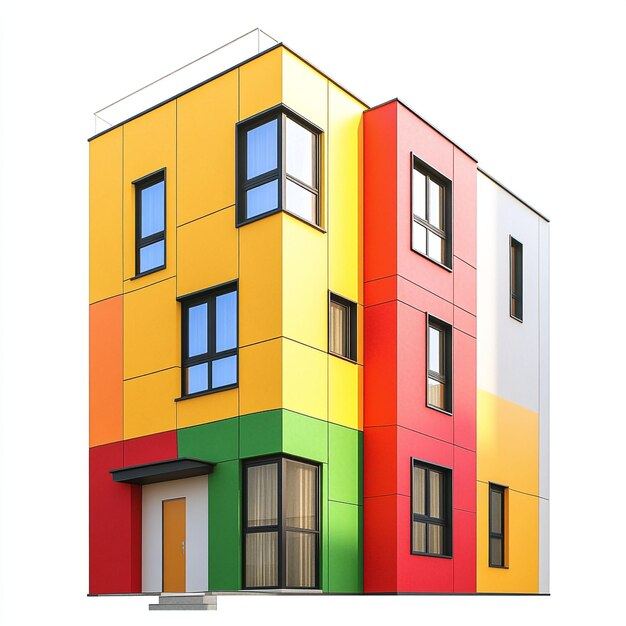 Photo a colorful building with a rainbow colored facade