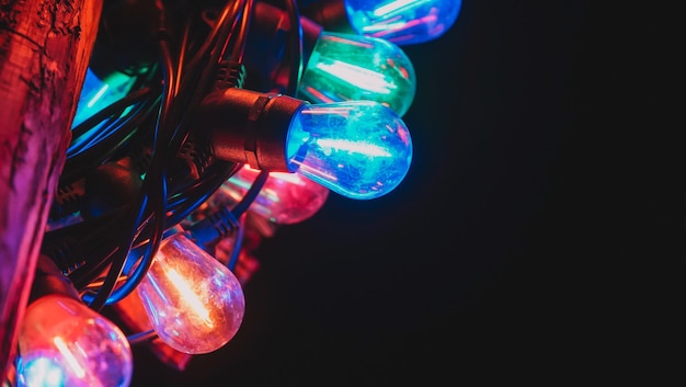 colorful bulbs backdrop close up view