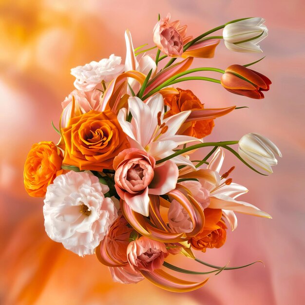 Photo colorful bunch of flowers with orange and white petals