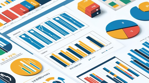 Photo colorful business charts and graphs