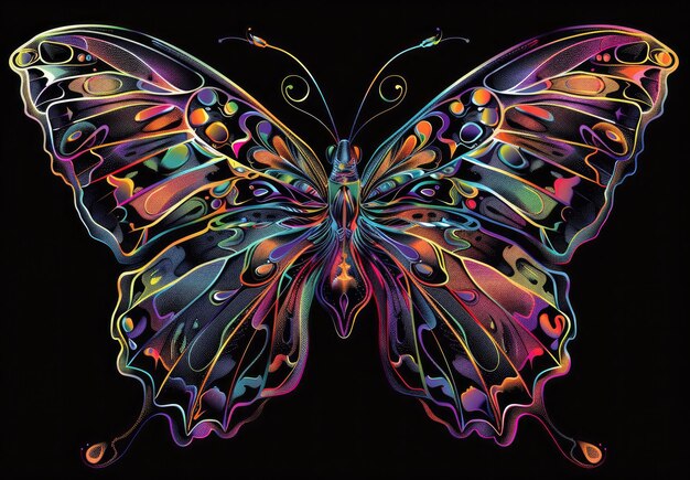 Colorful butterfly on a black background