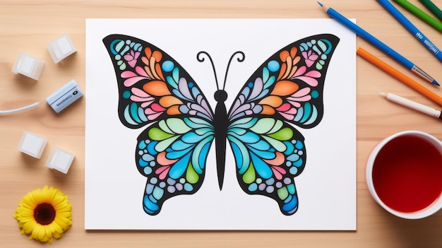 Colorful Butterfly Coloring Book Elegant Designs With Negative Space