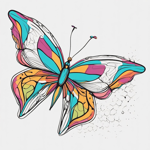 Colorful butterfly line art illustration