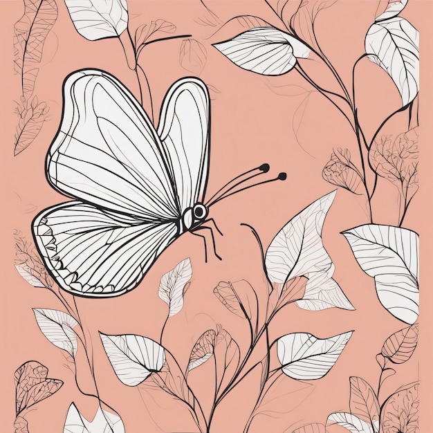 Colorful butterfly line art illustration