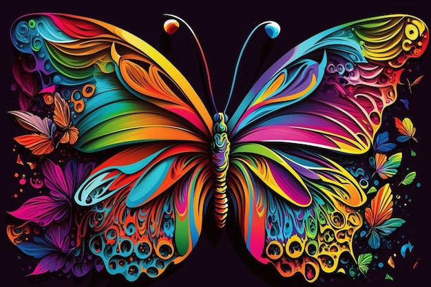 A colorful butterfly with many different colors on it generative ai