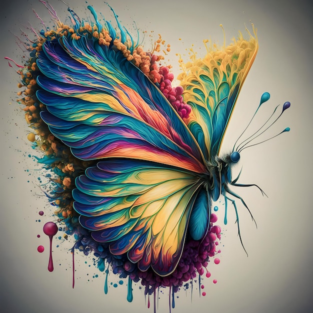 a colorful butterfly with multicolored colors on it