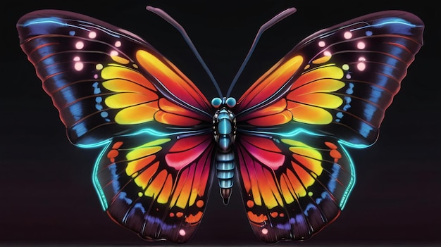 A colorful butterfly with multicolored wings is shown ai generated