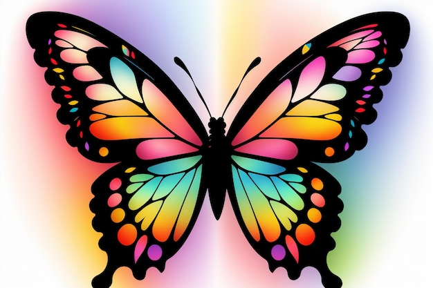 A colorful butterfly with a rainbow pattern on it