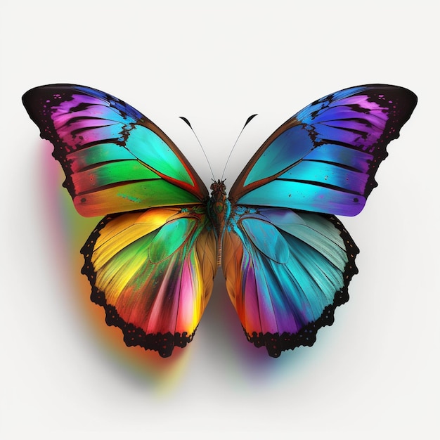 A colorful butterfly with the word " rainbow " on it