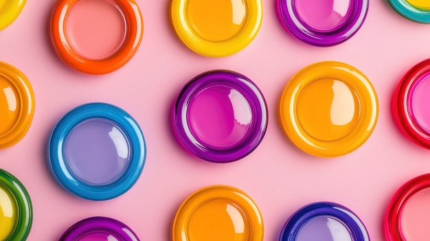 Colorful Buttons on Pink Background