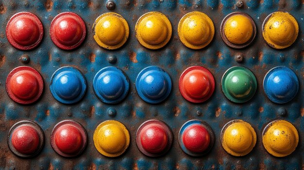 Colorful Buttons on a Rusty Surface