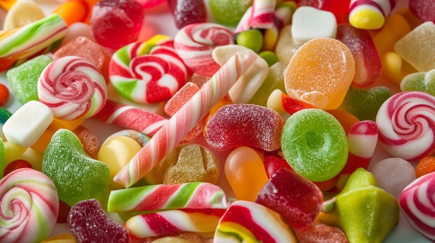 Colorful candies background Top view Jelly candies background