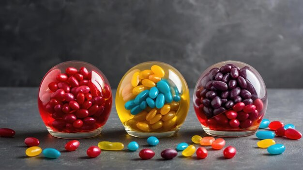 Photo colorful candies in decorative bowl