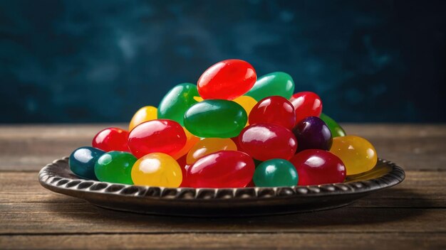 Photo colorful candies in decorative bowl