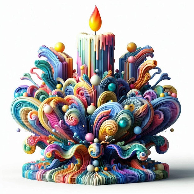 a colorful candle that has the word  the word  on it