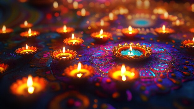 a colorful candle with the reflection of the light in it