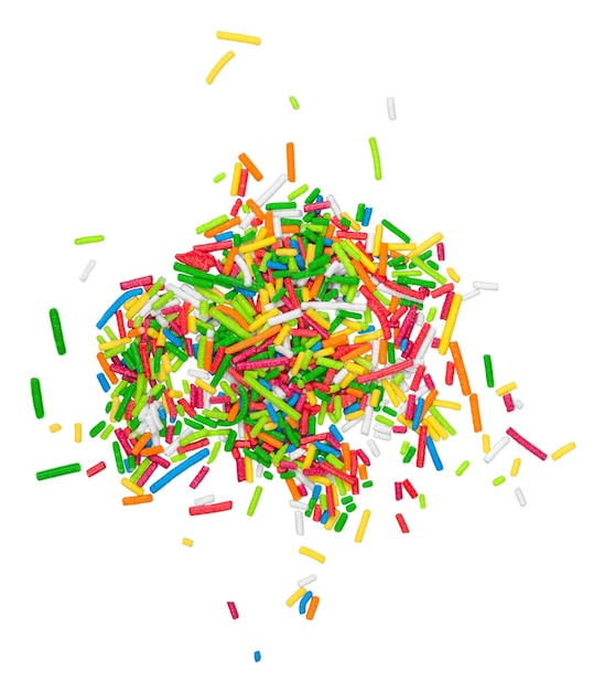 Colorful candy sprinkles isolated on white background