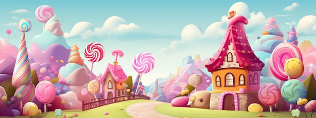 Photo colorful candy town landscape