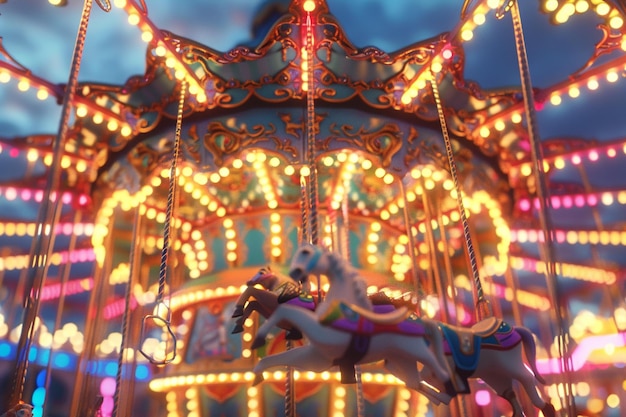 A colorful carousel spinning joyfully