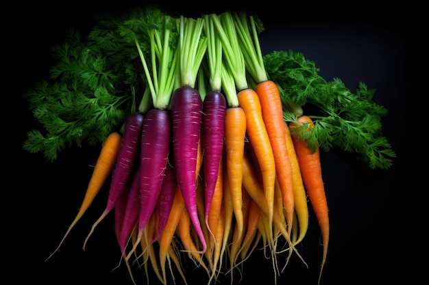 Colorful Carrots on Black Surface