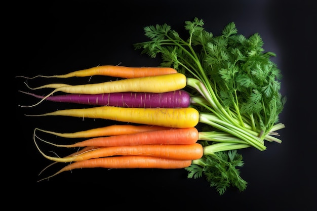 Colorful Carrots on Black Surface