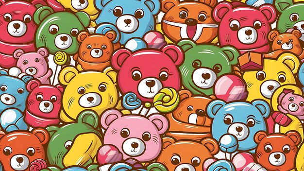 Colorful cartoon bears background wallpaper