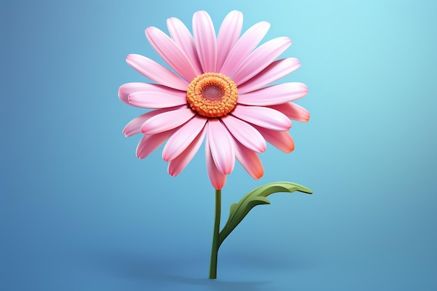 Colorful cartoon daisy with realistic details Generative Ai