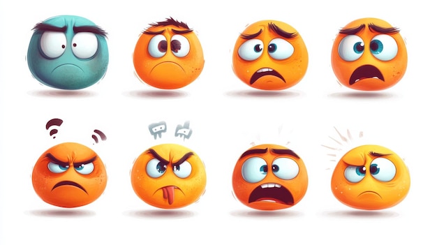 Colorful Cartoon Emoticons with Various Expressions