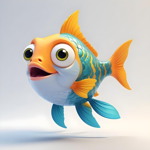 Photo a colorful cartoon fish with large eyes yellow and green scales