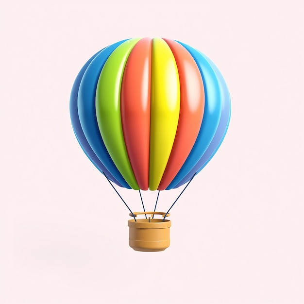 Colorful cartoon hot air balloon isolated on white background