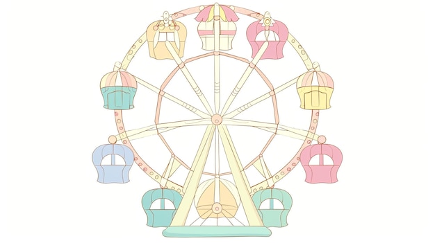 Colorful cartoon illustration of a Ferris wheel