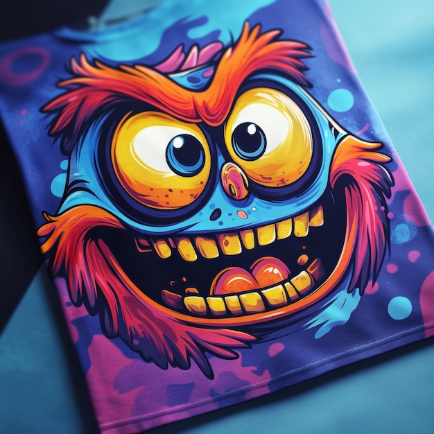 Colorful Cartoon Monster Face T Shirt Design