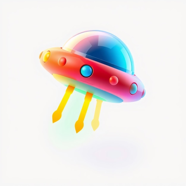 Colorful cartoon spaceship isolated on white background