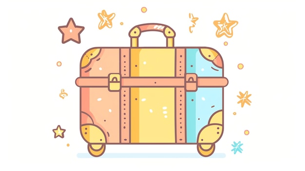 Colorful cartoon suitcase with stars