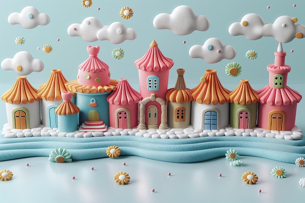 Colorful Cartoon Toy House with Playful Creatures