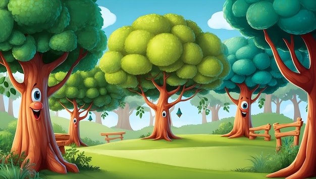 Photo colorful cartoon tree