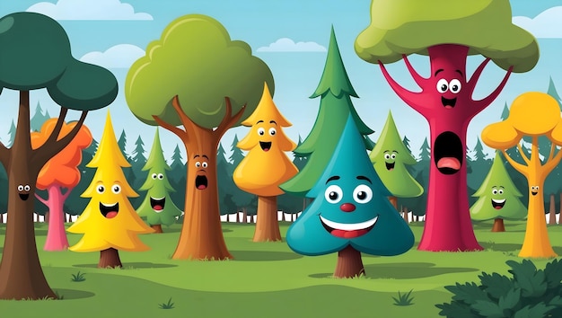 Photo colorful cartoon tree