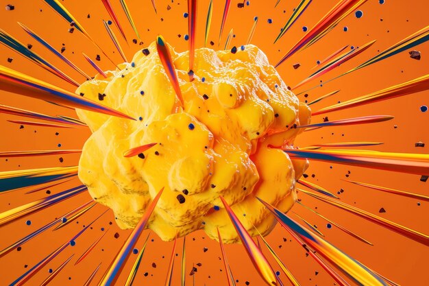 Photo a colorful cartoonish explosion in the style of pop art on background