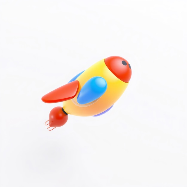 A colorful cartoonstyle rocket isolated on a white background