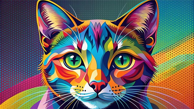 a colorful cat with a colorful face and a rainbow pattern