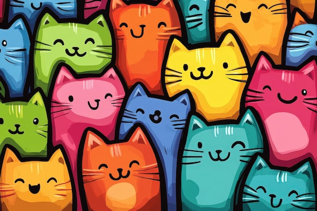 Photo colorful cats pattern