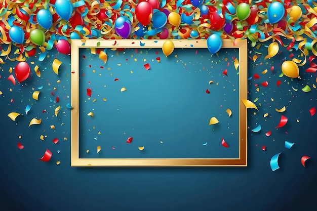 Colorful celebration frame background with confetti Vector